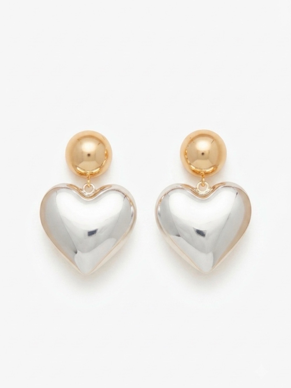 NWT ⚜️🩶⚜️ CAMILA COELHO Silver & Gold Toned Puffy Heart Charms Drop Earrings